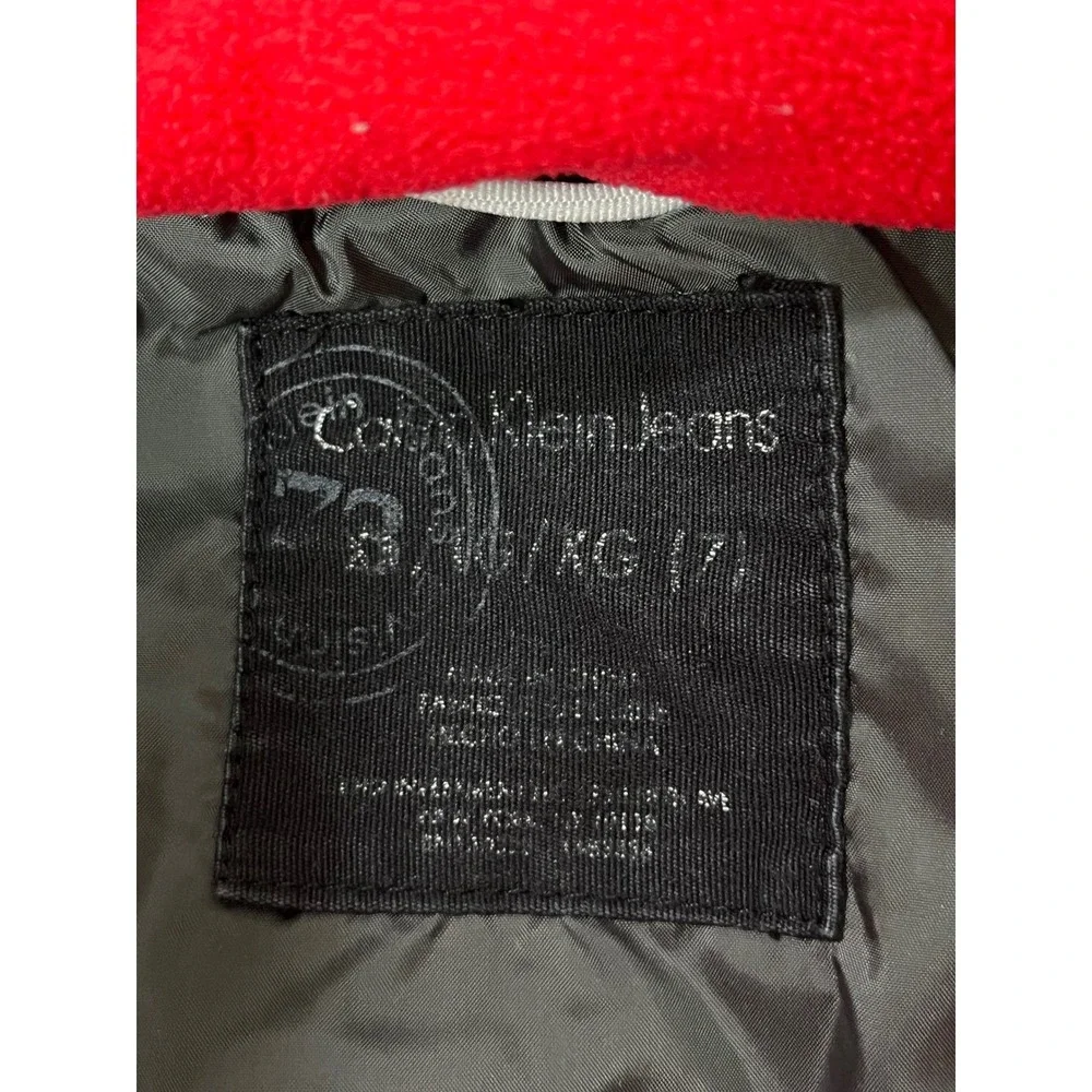 Y2K Calvin Klein Jeans Puffer Jacket Boys‎ size 7  Gray Winter Coat Hooded EUC